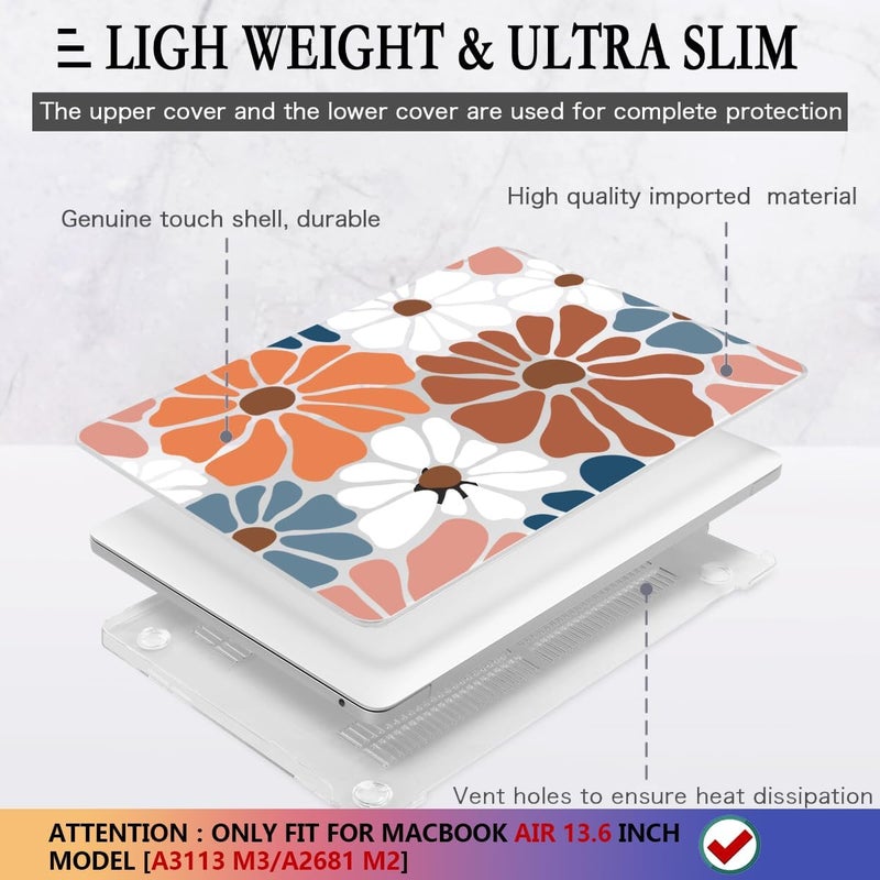CISSOOK Compatible with MacBook Air 13.6 inch Case M4 M3 M2, Plastic Hard Shell Case Keyboard Cover Screen Protector for MacBook Air 13 2025 2024 2023 2022 Model A3240 A3113 A2681, Vintage Flowers - Image 3